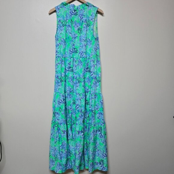 Lilly Pulitzer Malone Cabana Green Keepin It Reel Maxi Dress Sz L NWT - Picture 7 of 10